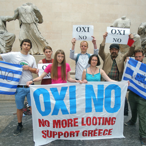 A Greek Solidarity protest at the British Museum.