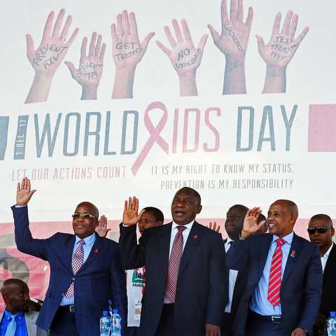 South African President Cyril Ramaphosa at the 2017 World AIDS Day commemoration.