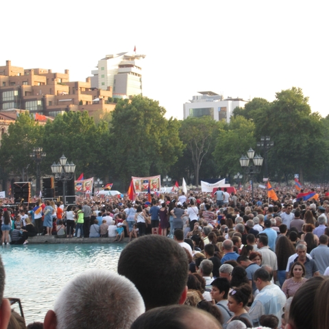 Demonstrations at Republic Square in August 2018.