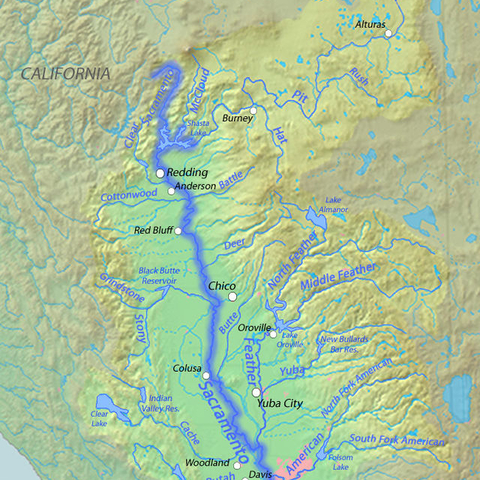 Map of Sacramento River Watershed.