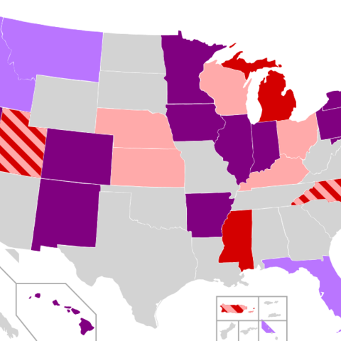 Map illustrating the legal status of adoptions of same-sex couples in the U.S.