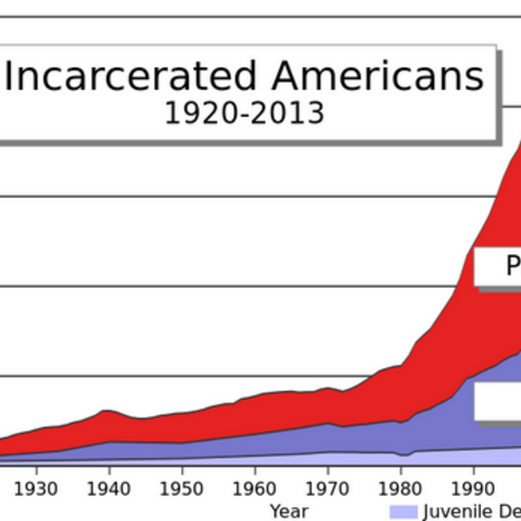 The total incarceration in the U.S. by year.