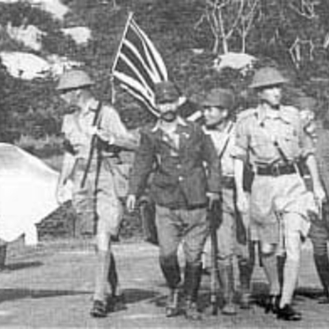 Lieutenant-General Arthur Percival surrenders the Allied Forces to the Imperial Japanese Army.