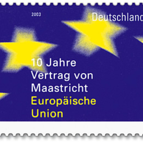 2003 German stamp commemorating the Maastricht Treaty.