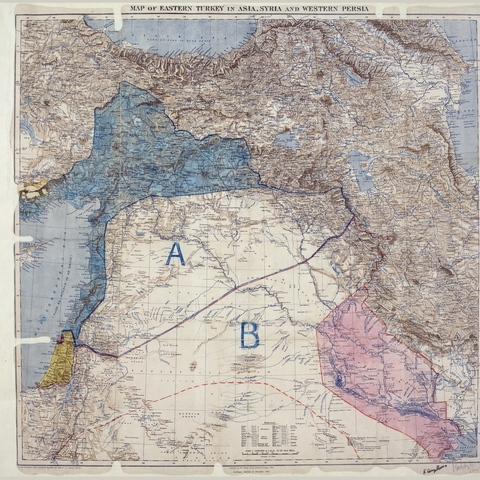 Map of Sykes–Picot Agreement.