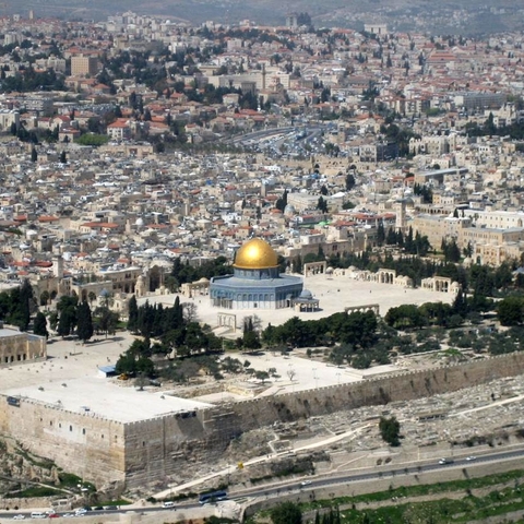 The Al-Aqsa Mosque and the Temple Mount in Jerusalem.