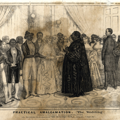 Part of E.W. Clay’s 1839 series of lithographs on the topic, 'Practical Amalgamation (The Wedding).'