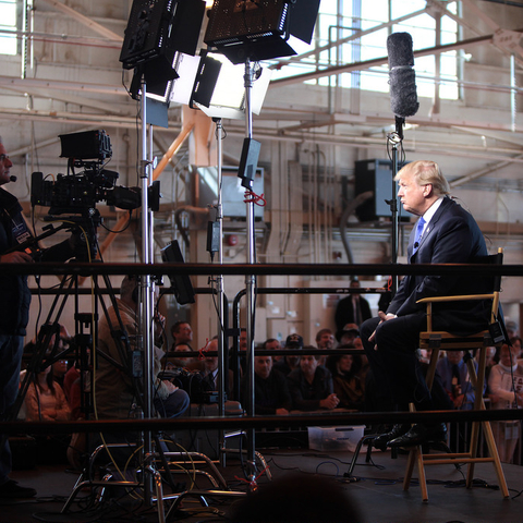 Donald Trump during an interview at Mesa Gateway Airport.