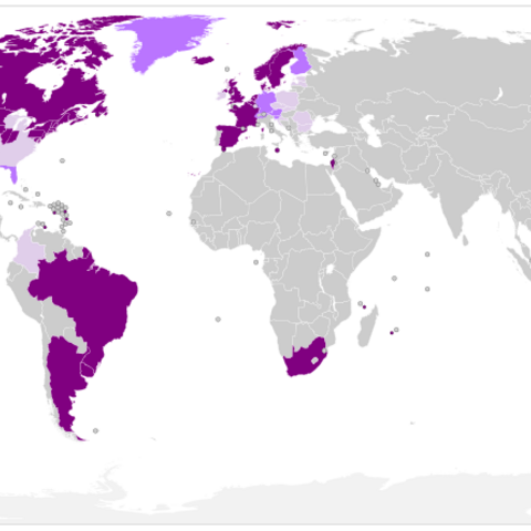 Map illustrating the global legal status of adoptions by same-sex couples.