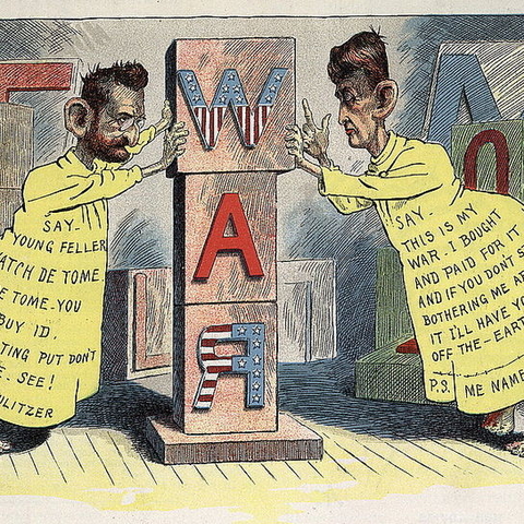 An 1898 editorial cartoon depicting the competition between Joseph Pulitzer and William Randolph Hearst.