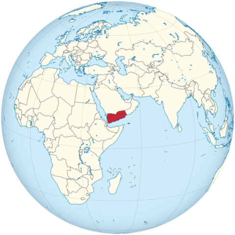 A map showing Yemen's position in the world.