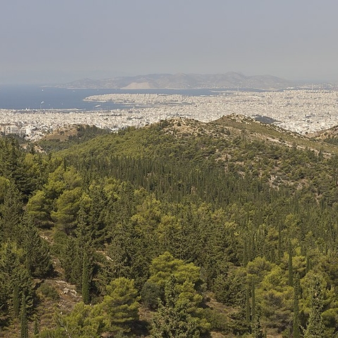The view from Kaisariani Hill looking towards Athens.