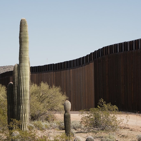 Part of the border wall between USA and Mexico near Ajo, Arizona.