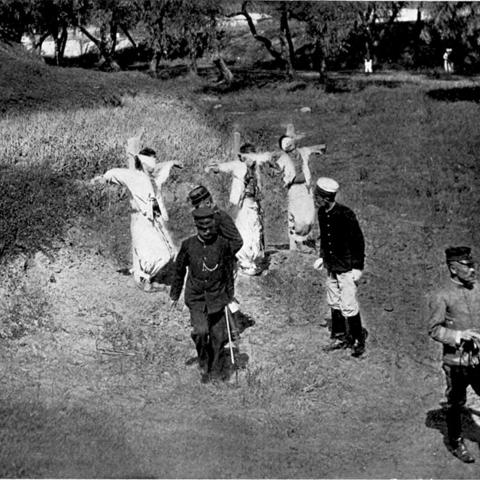 Three Koreans shot for pulling up rails as a protest.