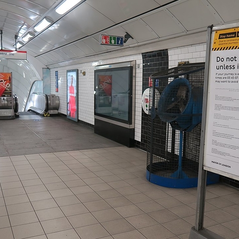 The Notting Hill Gate Underground station in London during the COVID-19 lockdown.