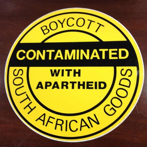 Around the globe anti-apartheid activists called for the boycott of goods from South Africa.