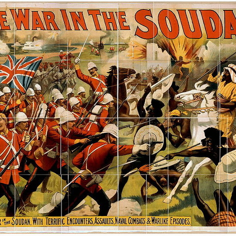 An 1897 lithograph depicting the Mahdist War.