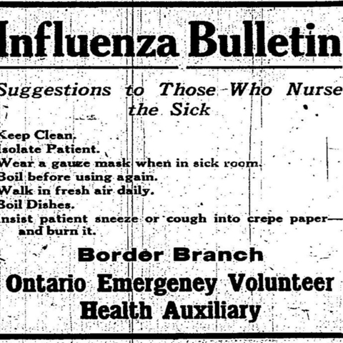 An 'Influenza Bulletin' from Ontario Emergency Volunteer Health Auxiliary.
