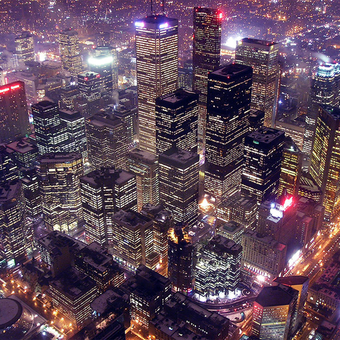 The city of Toronto at night.