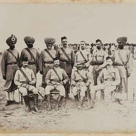 British Officers and Indian Infantry in Sudan.