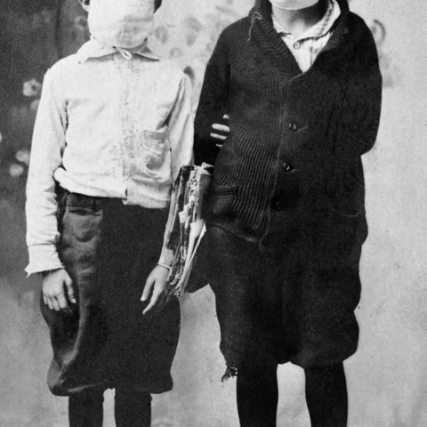 Children ready for school during the 1918 flu pandemic.