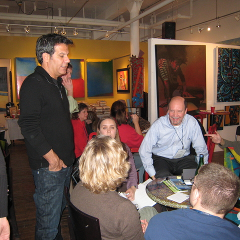 Best-selling author and urban planner Richard Florida visits an art and design studio in Dayton, OH.