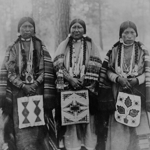 Three Native American women are pictured at the Warm Springs Indian Reservation.