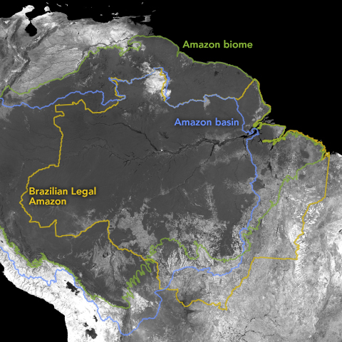 A 2018 NASA map shows Amazon boundaries.