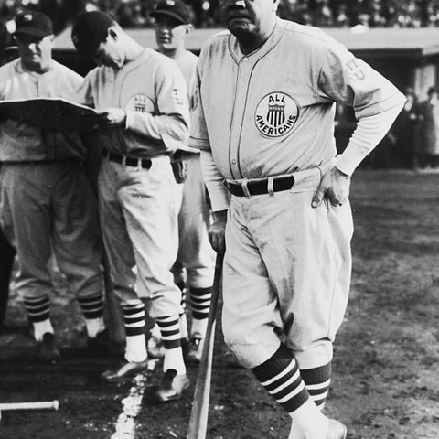 Babe Ruth playing for the 1934 All-American tour in Japan.