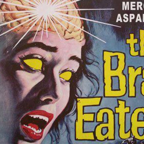 Adaptation of a 1958 sci-fi horror film poster meant to suggest scientific organizations conspire to harm people.