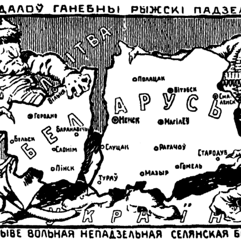 A caricature illustrating the partition of Belarus.