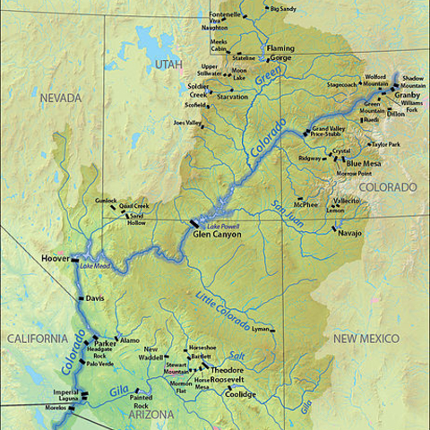 A 2013 map of dams on the Colorado River.