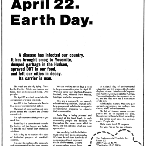 Earth Day ad in The New York Times.