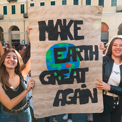 Demonstrators at a 2019 Italian Fridays for Future climate protest.
