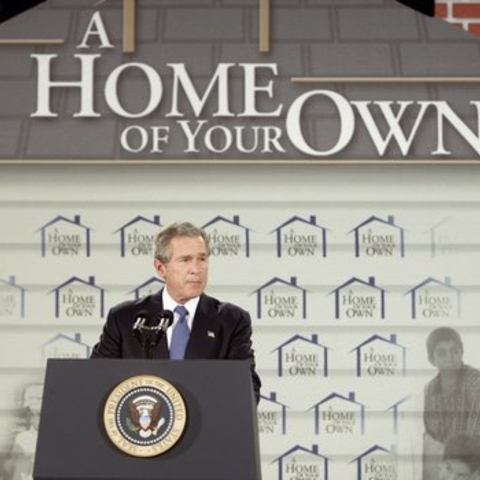  President George W. Bush delivers remarks at the U.S. Department of Housing and Urban Development in Washington, D.C., 2003.