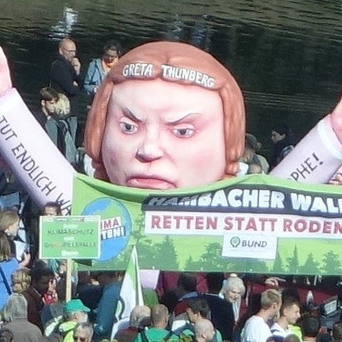 A Greta Thunberg sculpture used in a September 2019 climate strike.