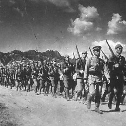 Korean conscripts into the Imperial Japanese Army (IJA), 1943.