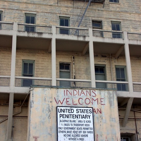 Graffiti on the Alcatraz sign.