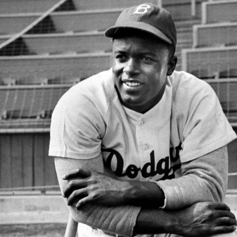 Jackie Robinson during the filming of The Jackie Robinson Story.