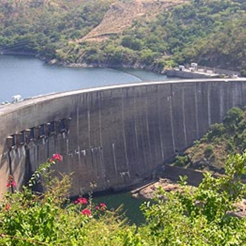 The Kariba Dam on the Zimbabwean side.