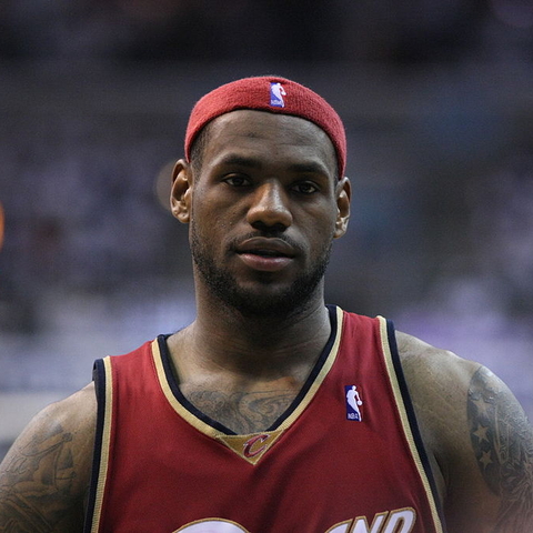 LeBron James in his Cleveland Cavaliers uniform.