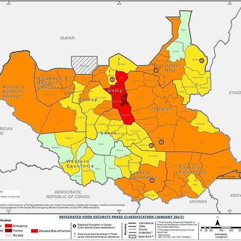 A 2017 map of South Sudan’s food insecurity situation.