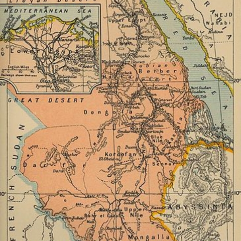 A map of Anglo-Egyptian Sudan.