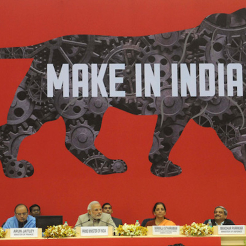 Modi’s 2014 slogan to encourage global corporations to invest and manufacture products in India.
