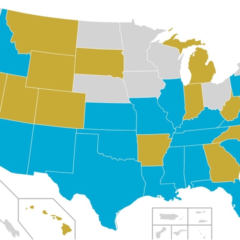 A map showing which states have existing Religious Freedom Restoration Acts.