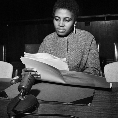 South African singer Miriam Makeba testified in March 1964.