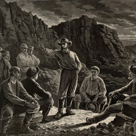 An illustration of the Molly Maguires from Harper's Weekly.
