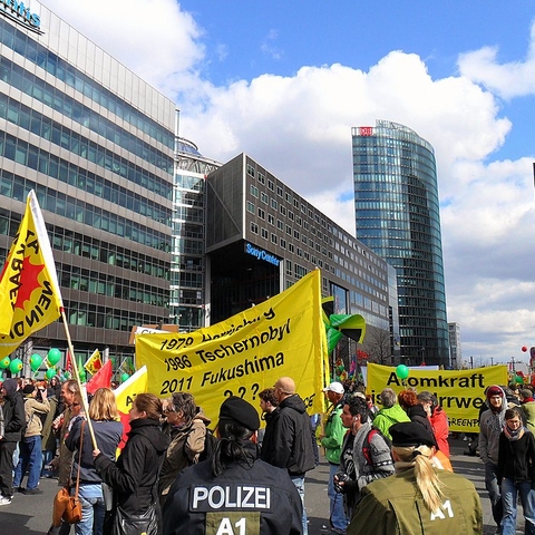 An anti-nuclear power protest in Berlin, Germany.