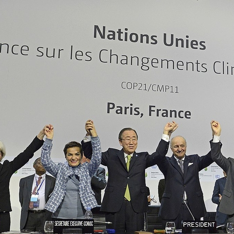 Plenary session of the COP21 for the adoption of the Paris Accord.