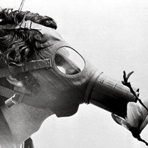 Peter Hallerman poses during a 1970 Earth Day demonstration.